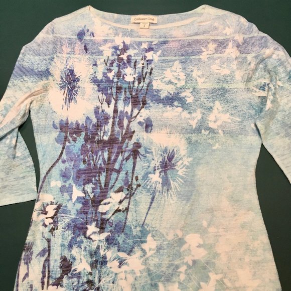 Pretty "watercolor" Floral tee - Coldwater Creek - Picture 6 of 10